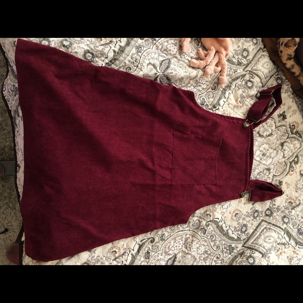 Maroon overall dress